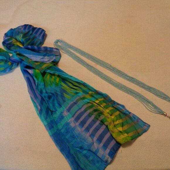 MERMAIDCORE UNDERSEA SCARF & STARFISH BEADED NECKLACE LOT - Picture 4 of 12